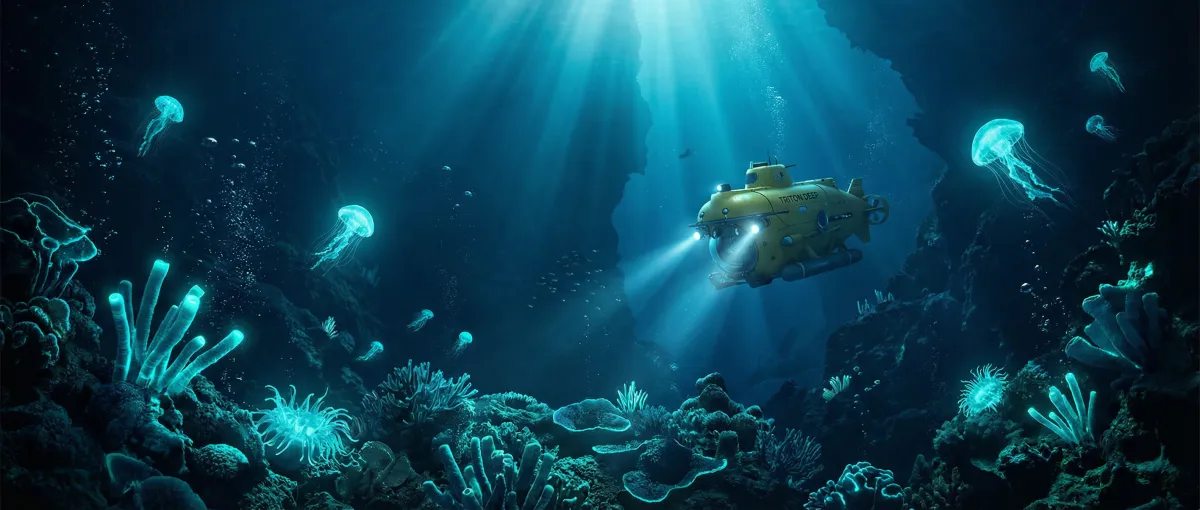 深海探索潜艇与荧光生物 - ditu.google.cn